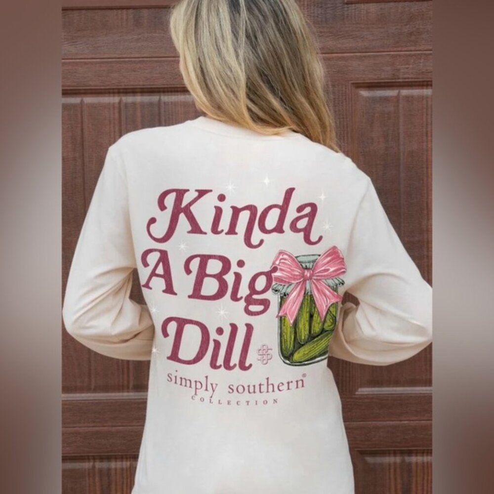 Simply Southern | "Kinda a Big Dill" Pickle Long Sleeve Graphic Tee | Size Large
